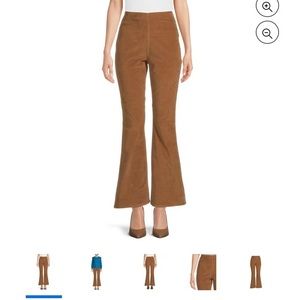 Brown Corduroy Flare Pants with elastic waist
